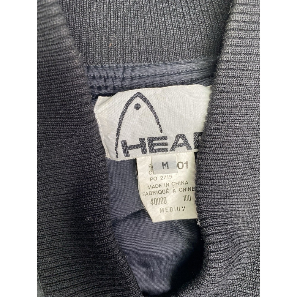 Vintage Head Silk Bomber Jacket Mens Medium Charcoal Grey Full Zip Windbreaker - Picture 3 of 9